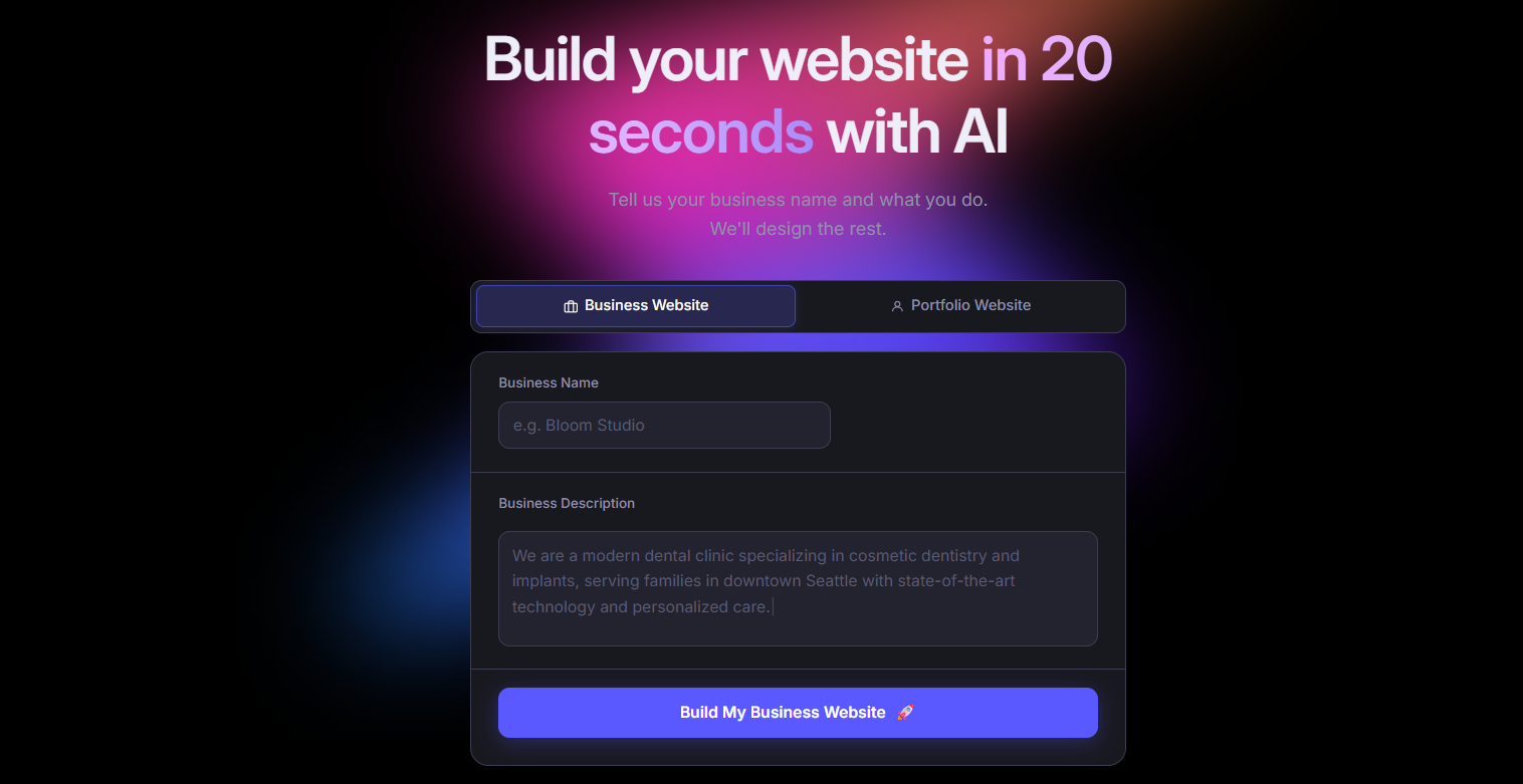 Butternut AI website builder interface