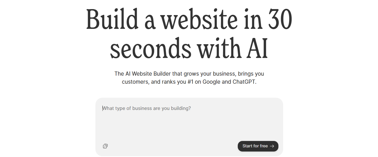 Durable AI website builder interface