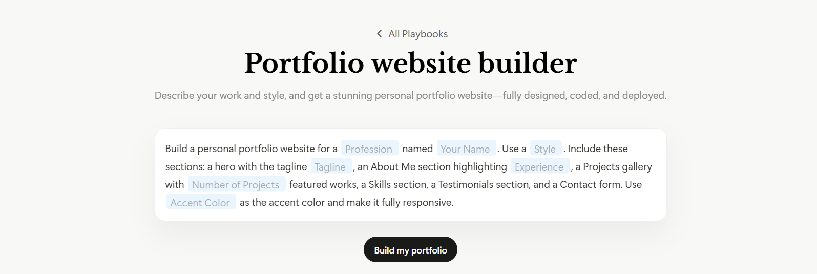 Codedesign.ai portfolio builder interface