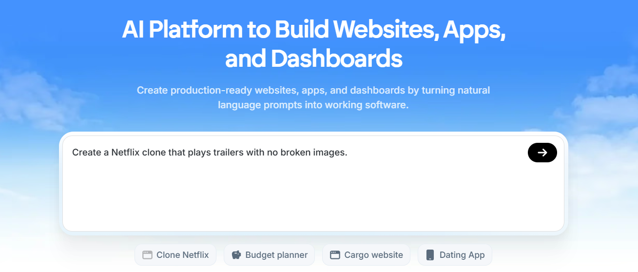 Emergent AI website builder screenshot