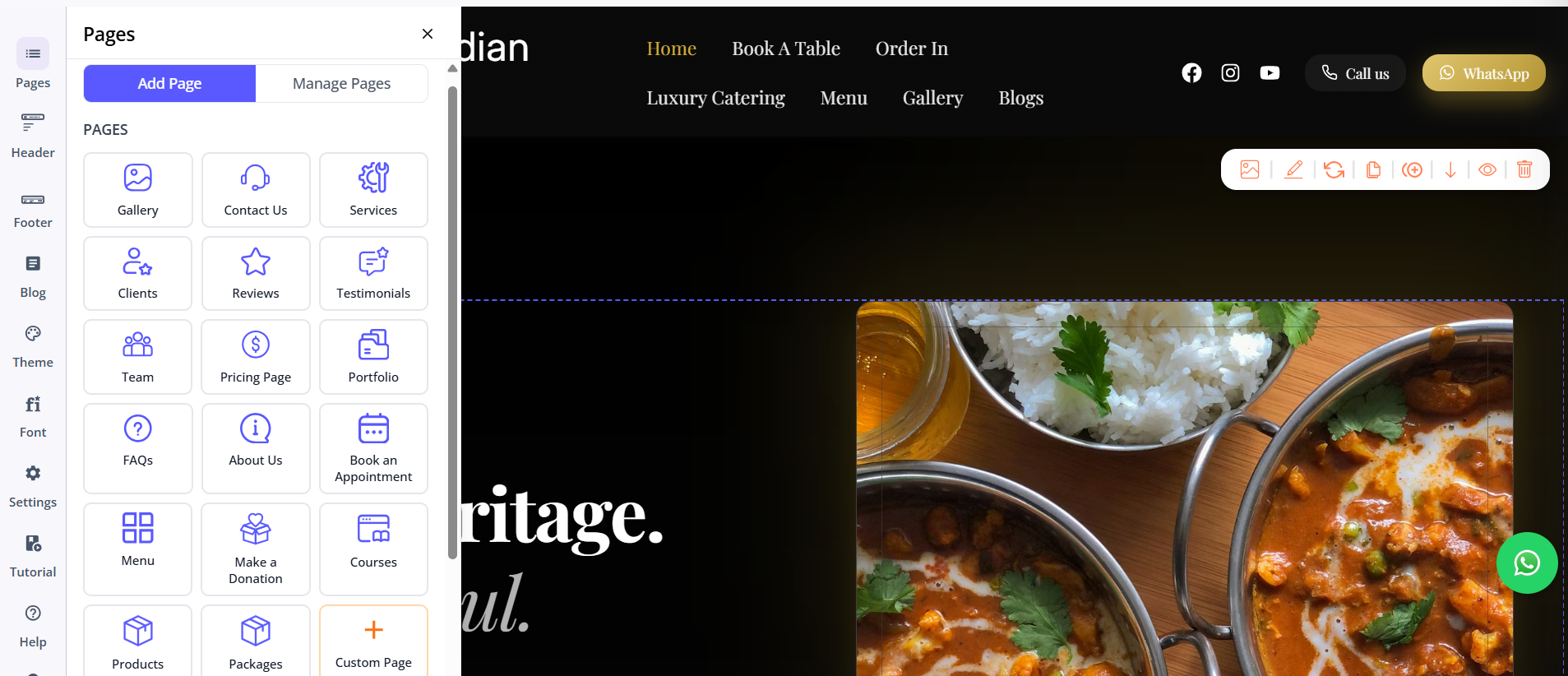 Butternut AI website builder interface